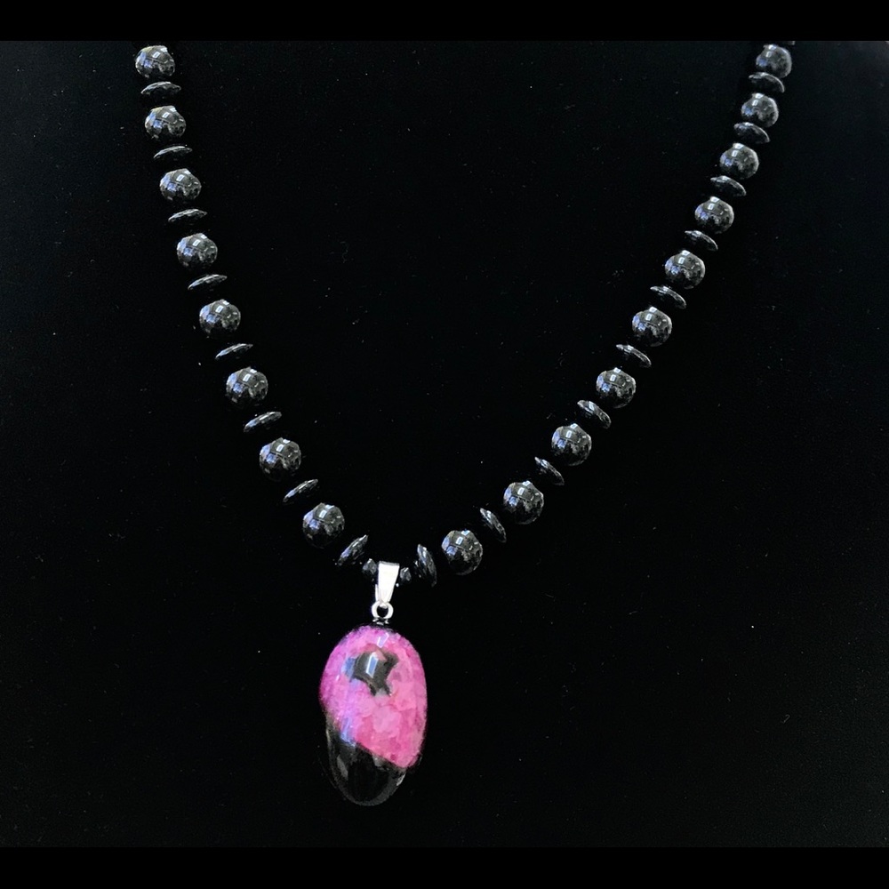 Black Onyx Egg Pendant Necklace